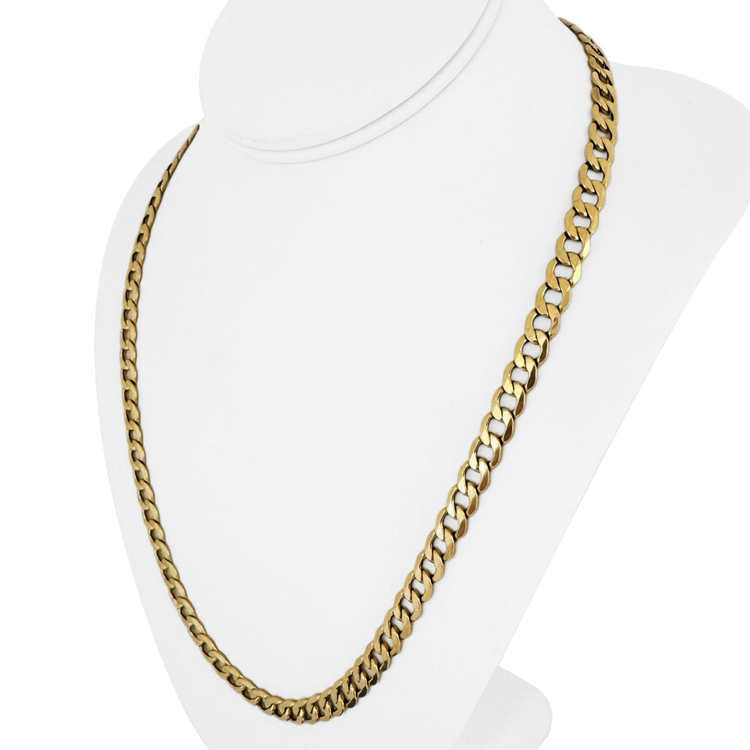 10k Yellow Gold 11.4g Hollow Light 7mm Curb Link Chain Necklace Italy 22"