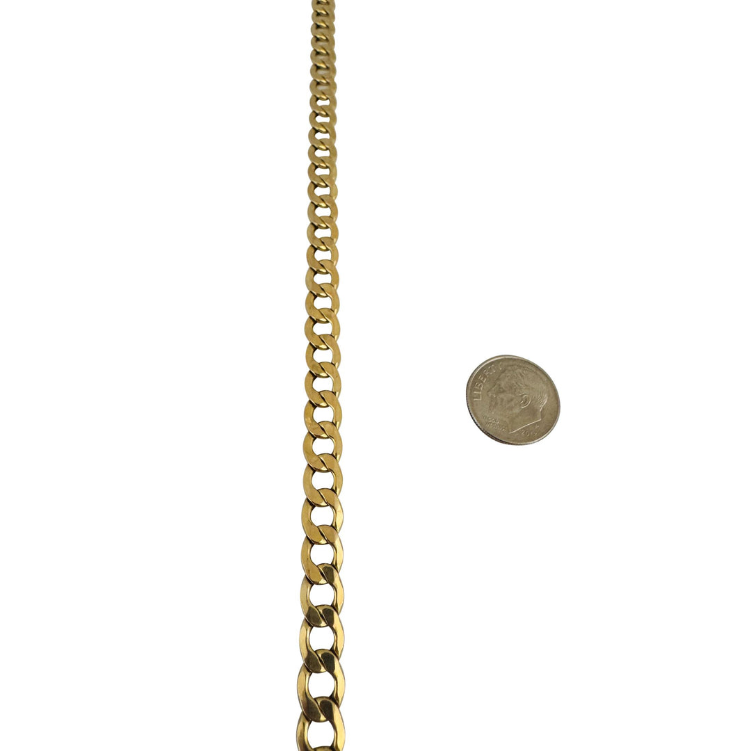 10k Yellow Gold 11.4g Hollow Light 7mm Curb Link Chain Necklace Italy 22"