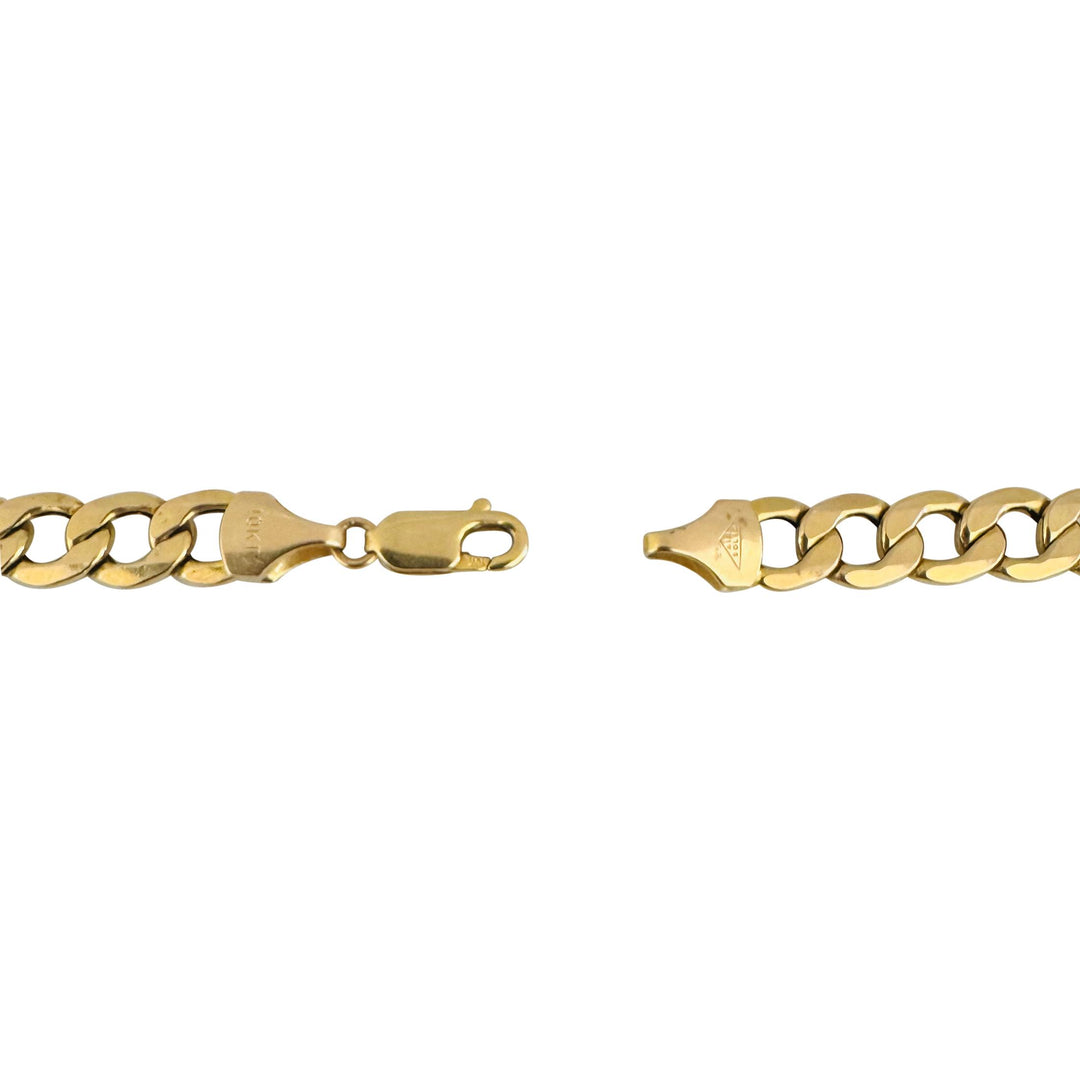 10k Yellow Gold 11.4g Hollow Light 7mm Curb Link Chain Necklace Italy 22"
