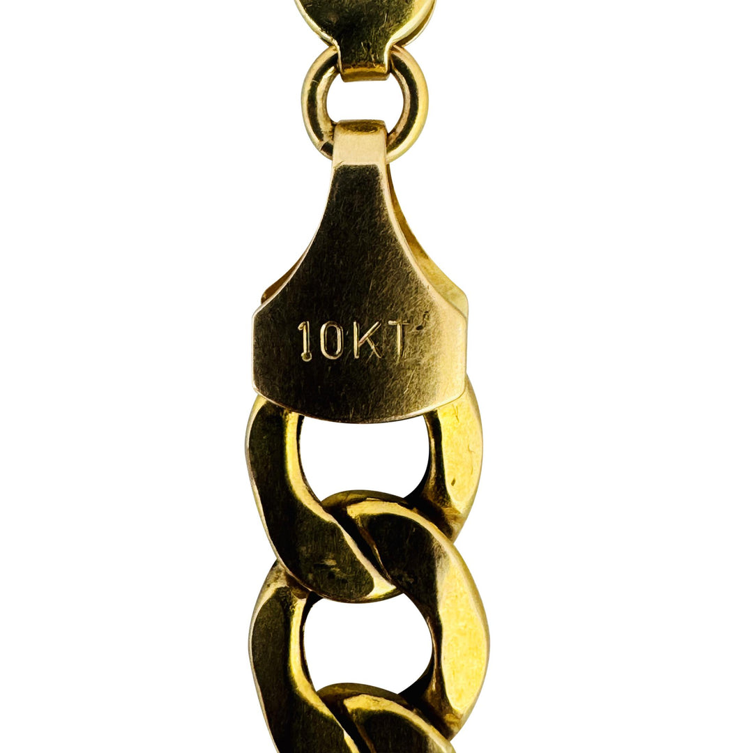 10k Yellow Gold 11.4g Hollow Light 7mm Curb Link Chain Necklace Italy 22"