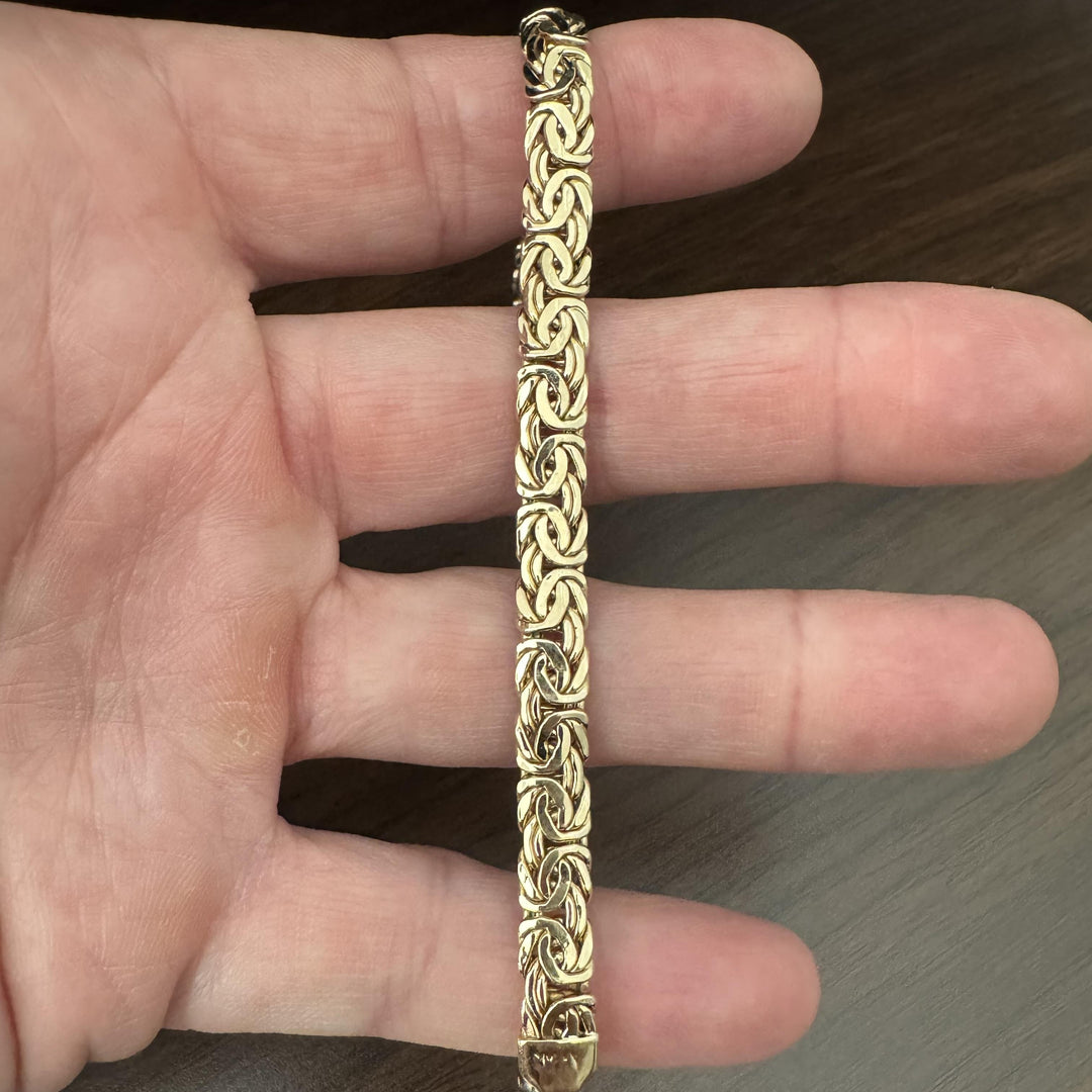 14k Yellow Gold 9.2g Ladies 7mm Byzantine Link Bracelet Turkey 7.75"