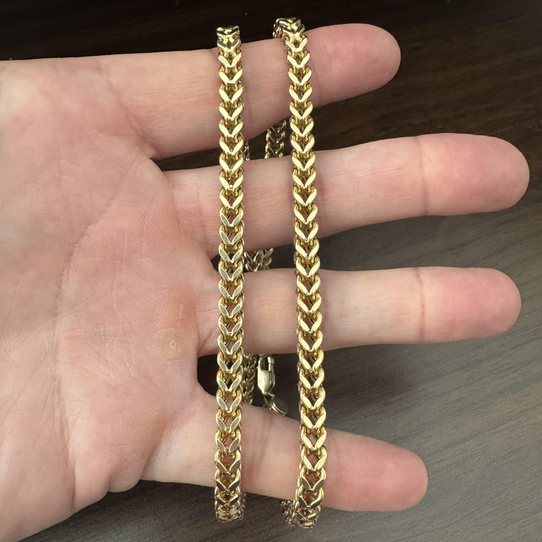 14k Yellow Gold 38g Thick Squared 5.5mm Men's Franco Link Chain Necklace 24"