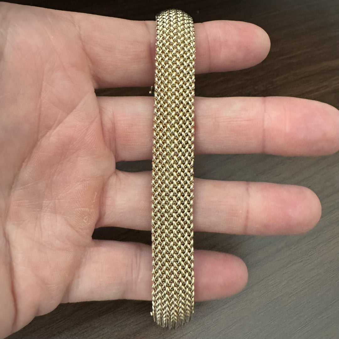 14k Yellow Gold 40g Solid Heavy 14mm Vintage Mesh Link Bracelet 7.5"
