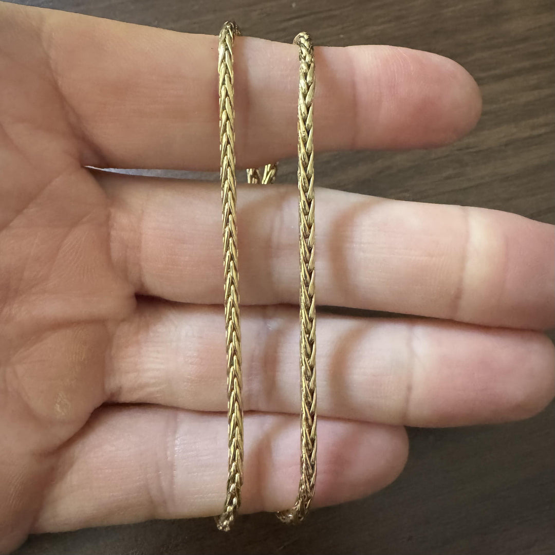 18k Yellow Gold 7.3g Ladies Light 3mm Wheat Link Chain Necklace 15.5"