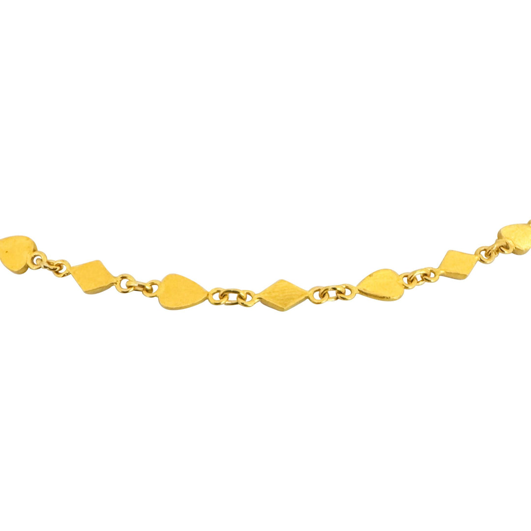 22k Yellow Gold 20.2g Solid Hearts and Diamonds Link Necklace 18"