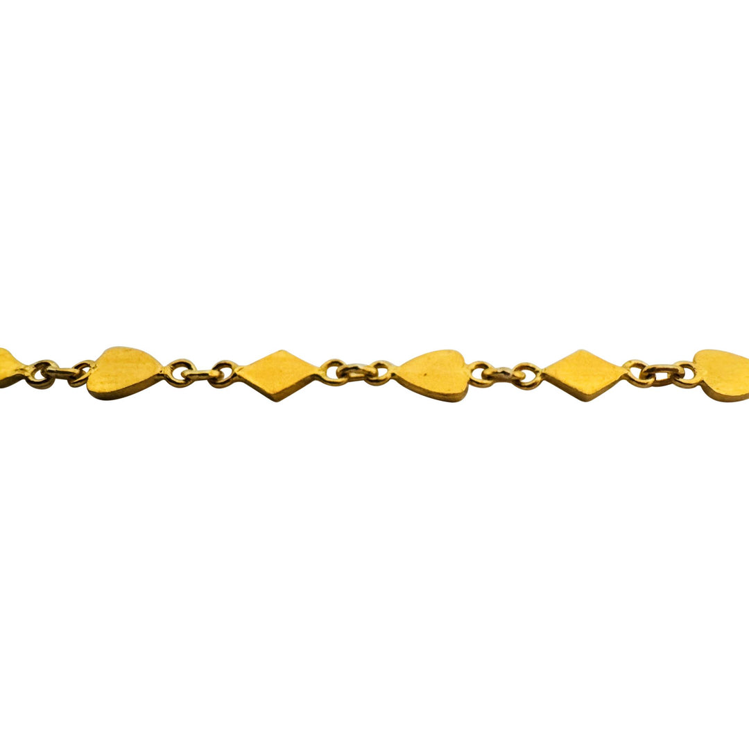 22k Yellow Gold 20.2g Solid Hearts and Diamonds Link Necklace 18"