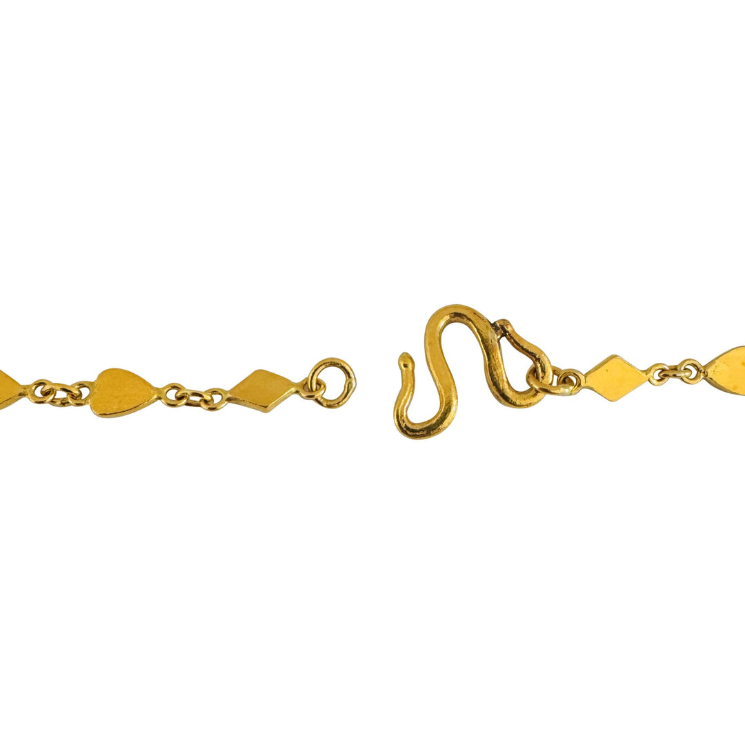 22k Yellow Gold 20.2g Solid Hearts and Diamonds Link Necklace 18"