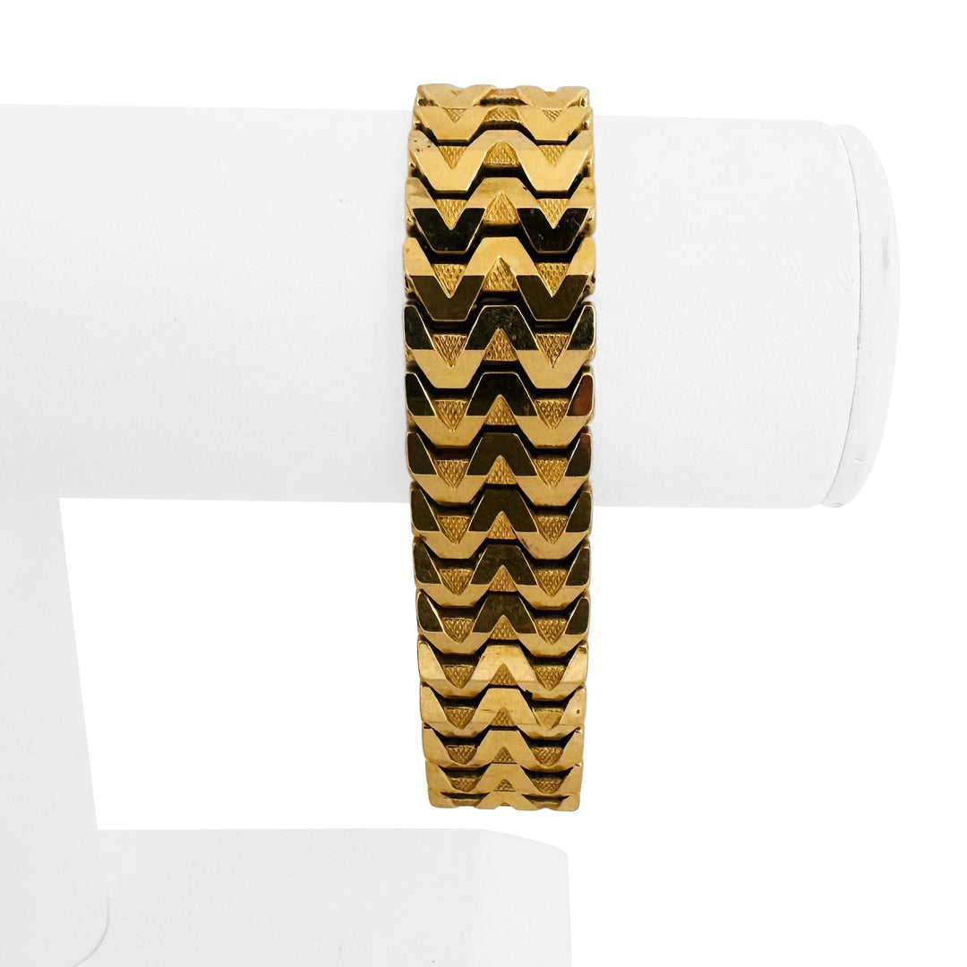 18k Yellow Gold 37.2g Vintage Ladies 17mm Fancy Link Bracelet Italy 7.75"