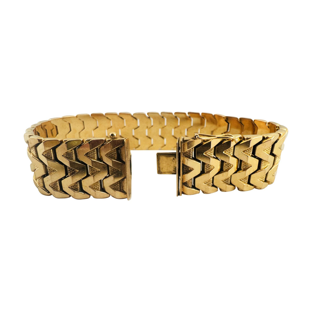 18k Yellow Gold 37.2g Vintage Ladies 17mm Fancy Link Bracelet Italy 7.75"