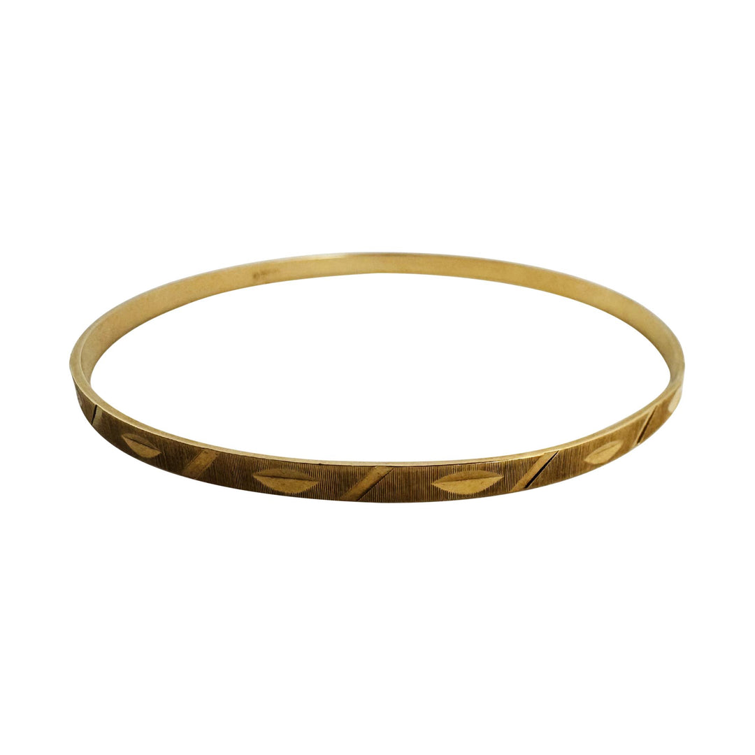 Pair of 18k Yellow Gold 17.4g Solid Vintage Diamond Cut Bangle Bracelets 7.75"