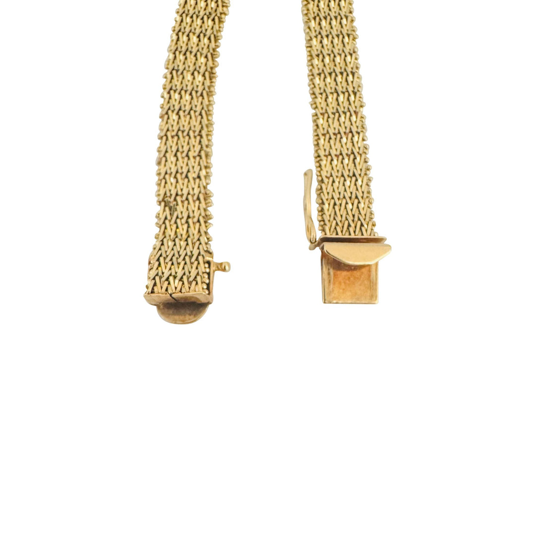 14k Yellow Gold 22g Solid 9mm Beaded Mesh Wheat Link Bracelet Mexico 7.5"