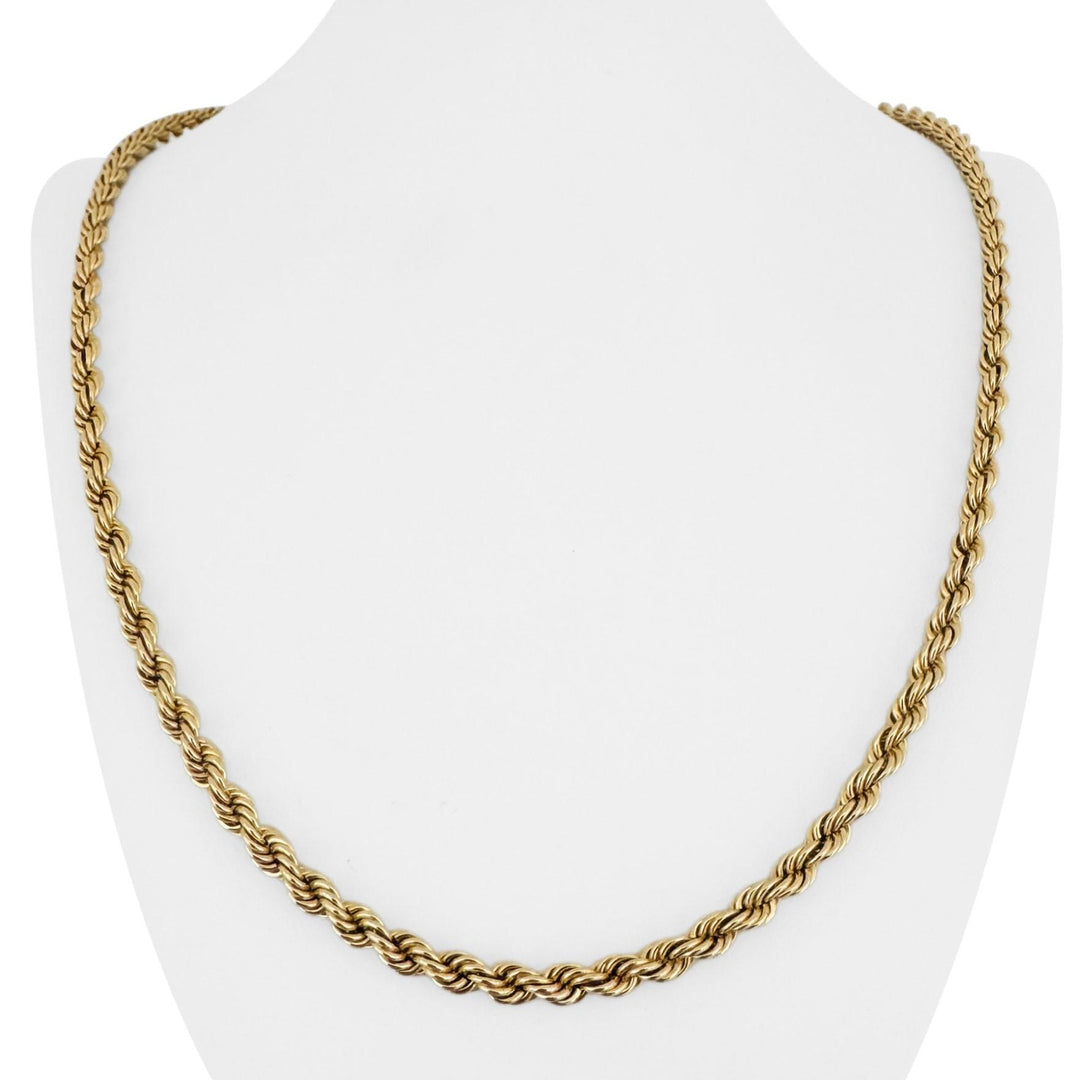 14k Yellow Gold 18.7g Hollow Vintage 5mm Rope Chain Necklace 24"