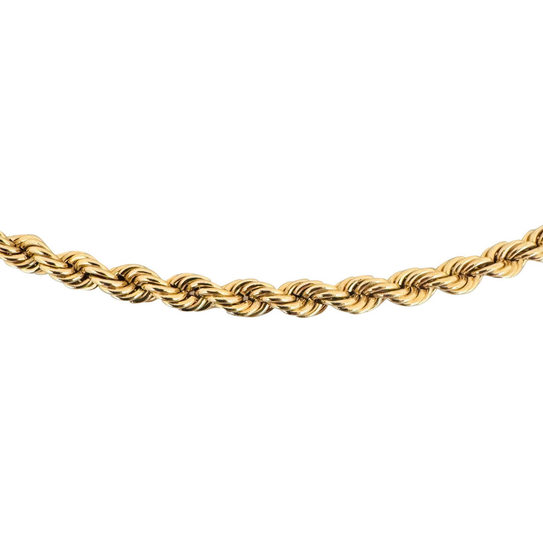 14k Yellow Gold 18.7g Hollow Vintage 5mm Rope Chain Necklace 24"