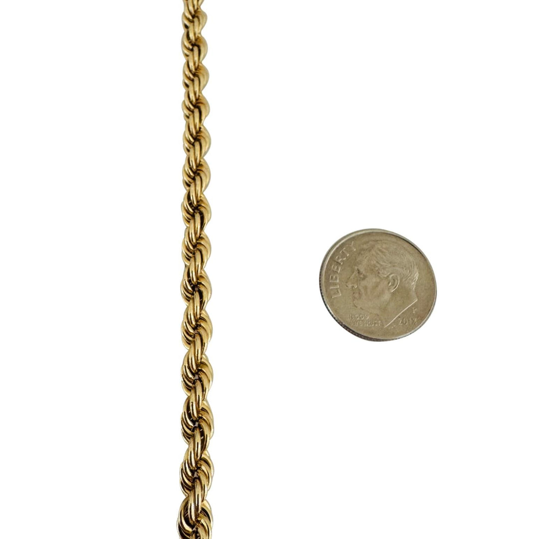 14k Yellow Gold 18.7g Hollow Vintage 5mm Rope Chain Necklace 24"