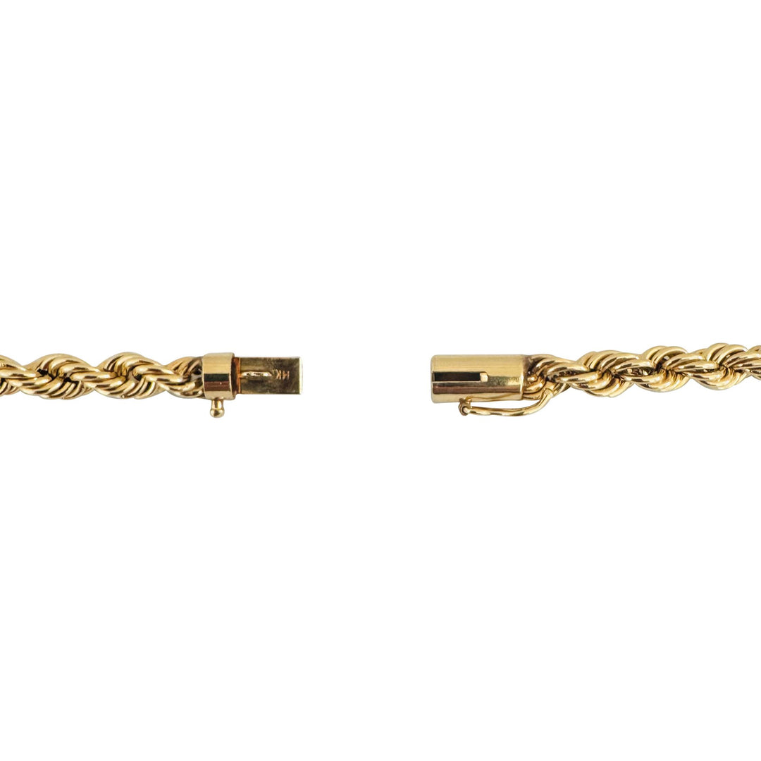 14k Yellow Gold 18.7g Hollow Vintage 5mm Rope Chain Necklace 24"