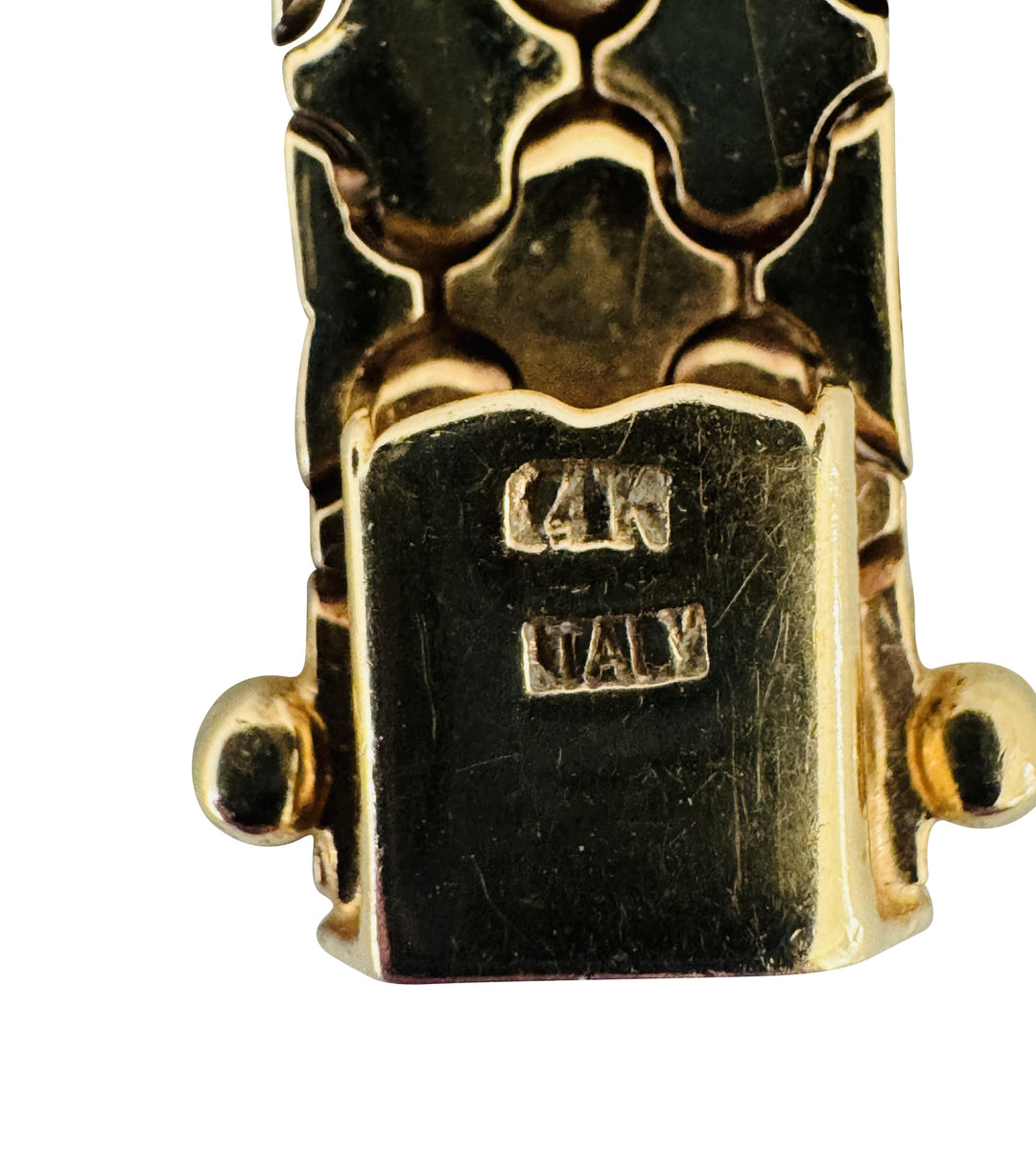 14k Yellow White and Rose Gold 23.4g Solid Vintage Scale Link Bracelet Italy 7"
