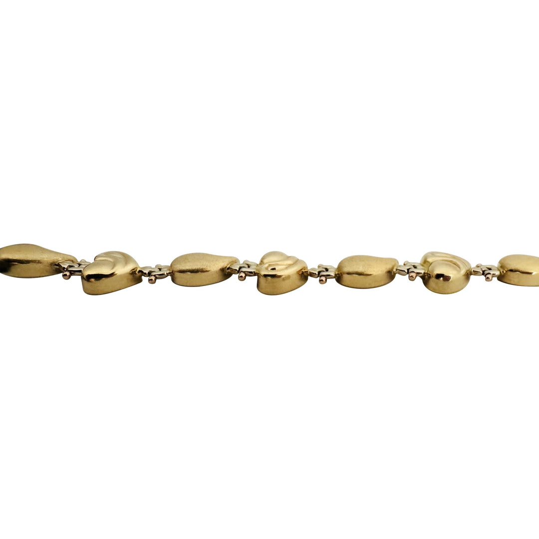 14k Yellow Gold 11.9g Ladies Fancy Heart and Tear Drop Bracelet 6.5"