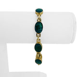 14k Yellow Gold and Chrysocolla 15.8g Ladies Link Bracelet 7"