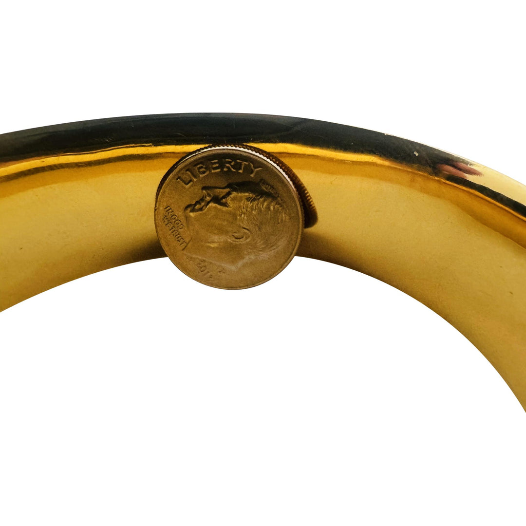 14k Yellow Gold and Ruby 69g Heavy Vintage Florentine Bangle Bracelet 7.25"