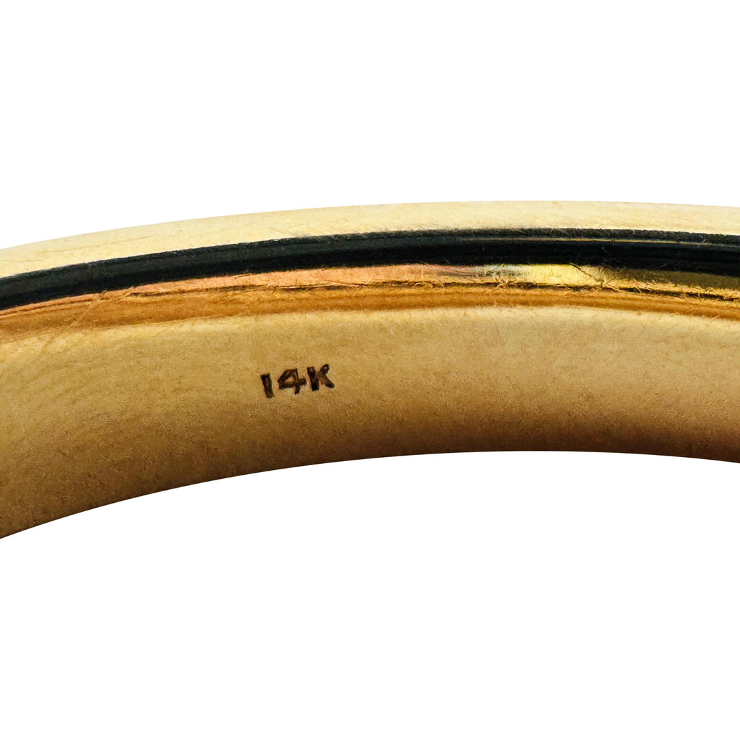 14k Yellow Gold 13.9g Ladies Flat Edge Engraved and Polished Bangle Bracelet 7"