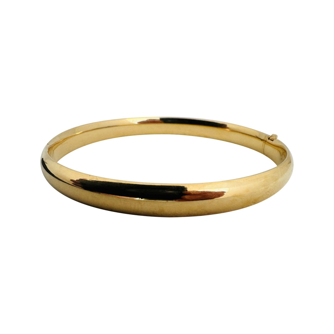 14k Yellow Gold 7.2g Polished Round 6.5mm Bangle Bracelet 7"