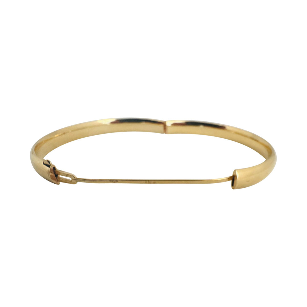 14k Yellow Gold 7.2g Polished Round 6.5mm Bangle Bracelet 7"