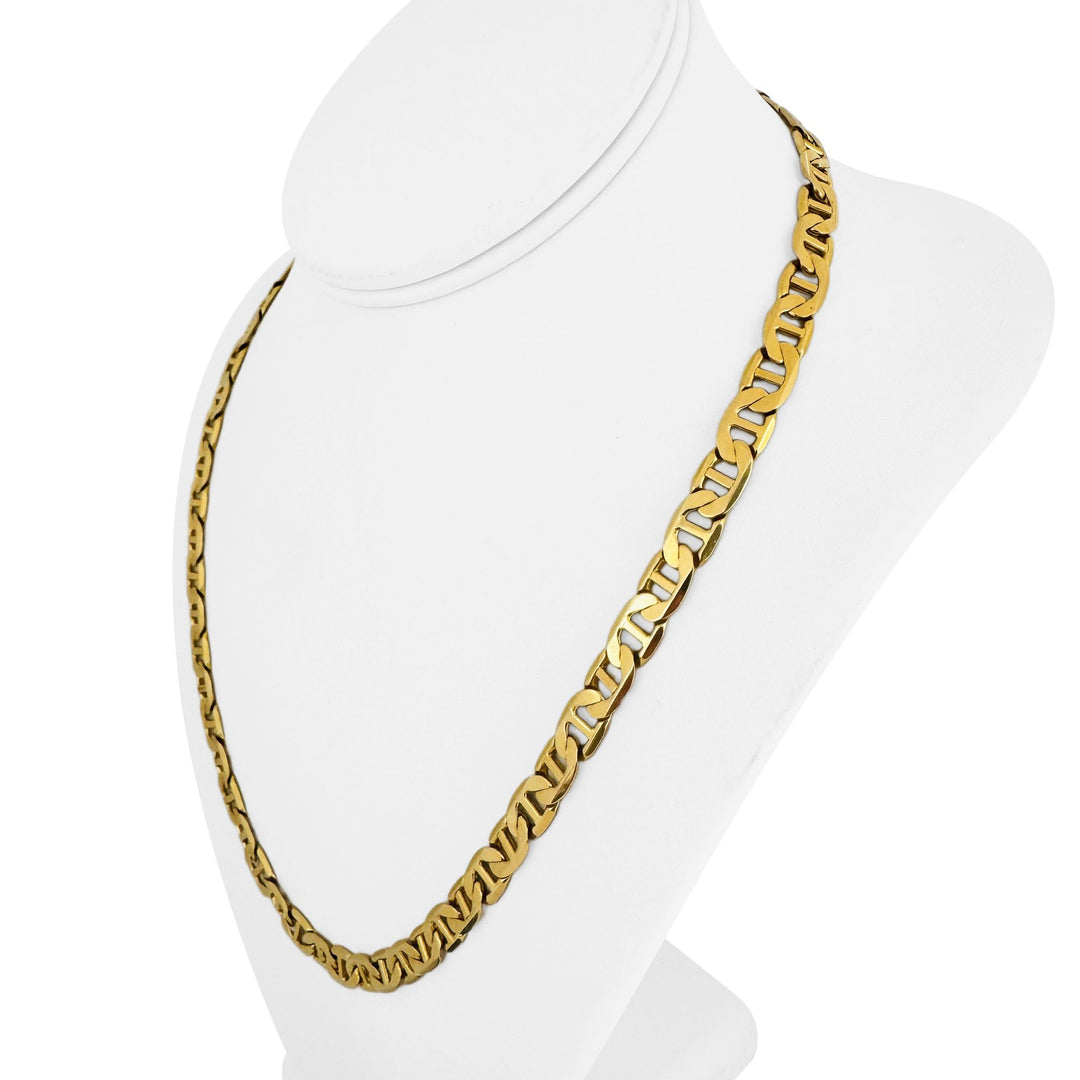 14k Yellow Gold 44g Solid Heavy 7.5mm Mariner Link Chain Necklace Italy 21"