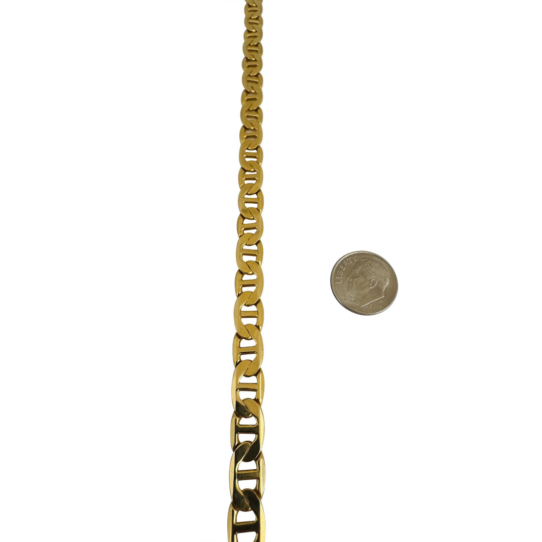 14k Yellow Gold 44g Solid Heavy 7.5mm Mariner Link Chain Necklace Italy 21"