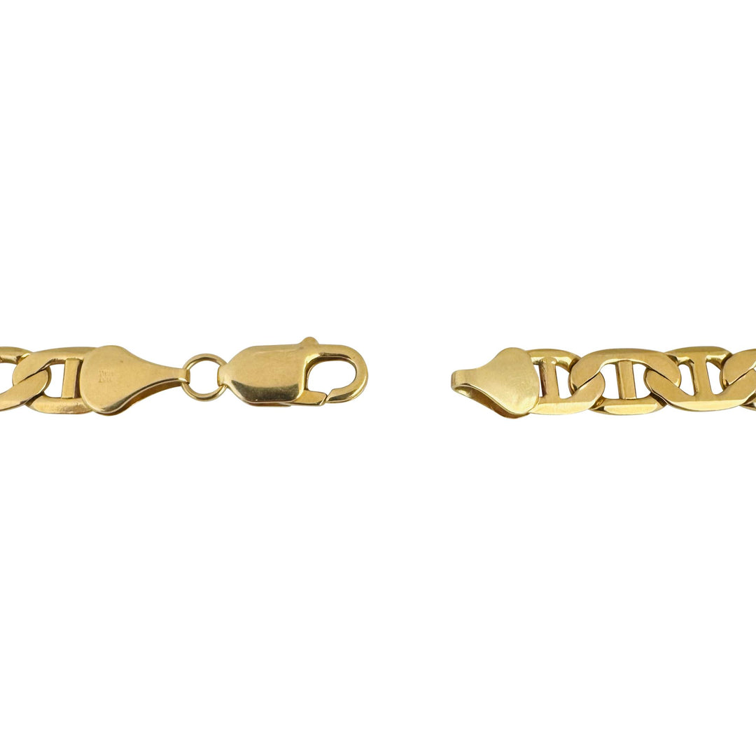 14k Yellow Gold 44g Solid Heavy 7.5mm Mariner Link Chain Necklace Italy 21"