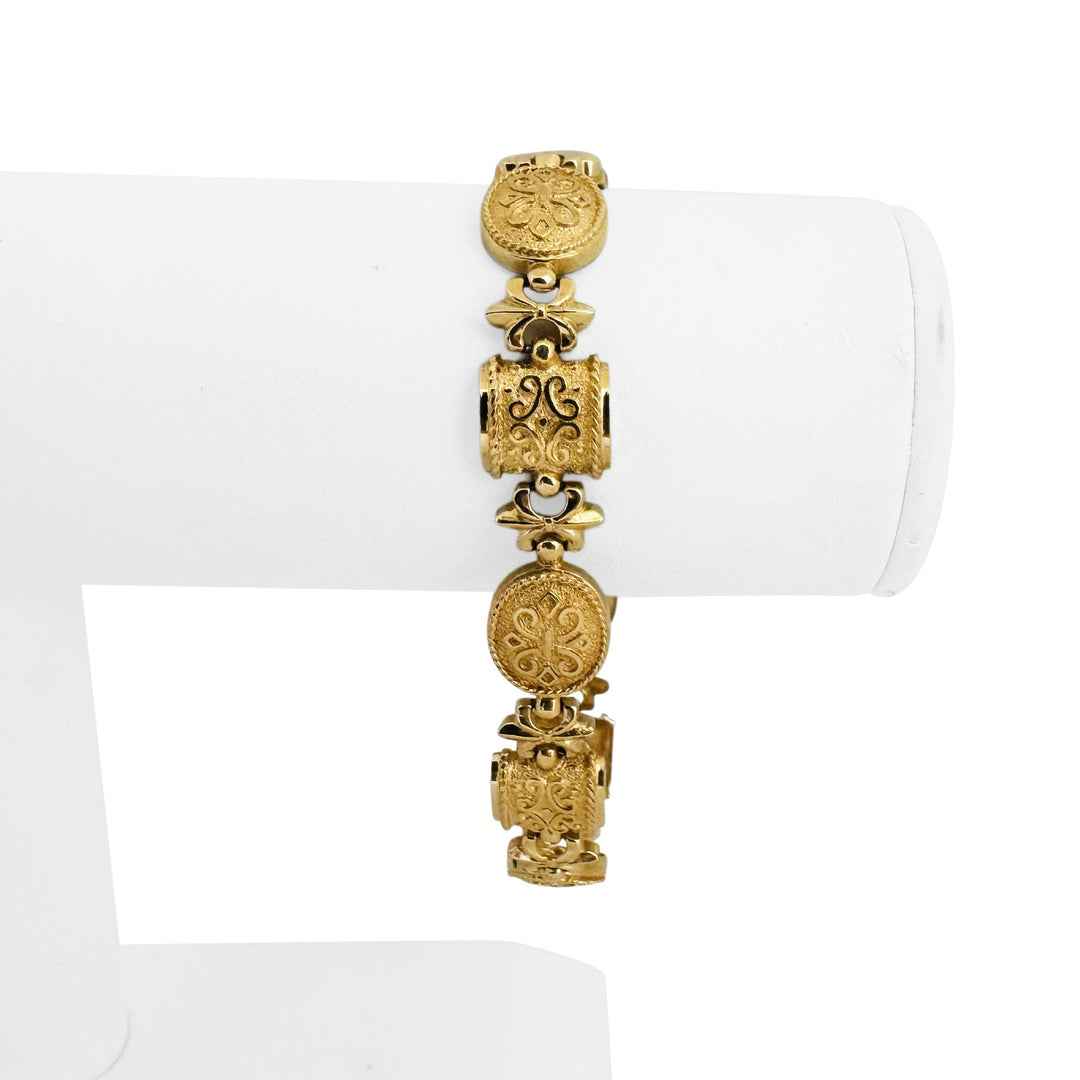 14k Yellow Gold 19.6g Solid Vintage 12mm Fancy Link Bracelet 7.5"
