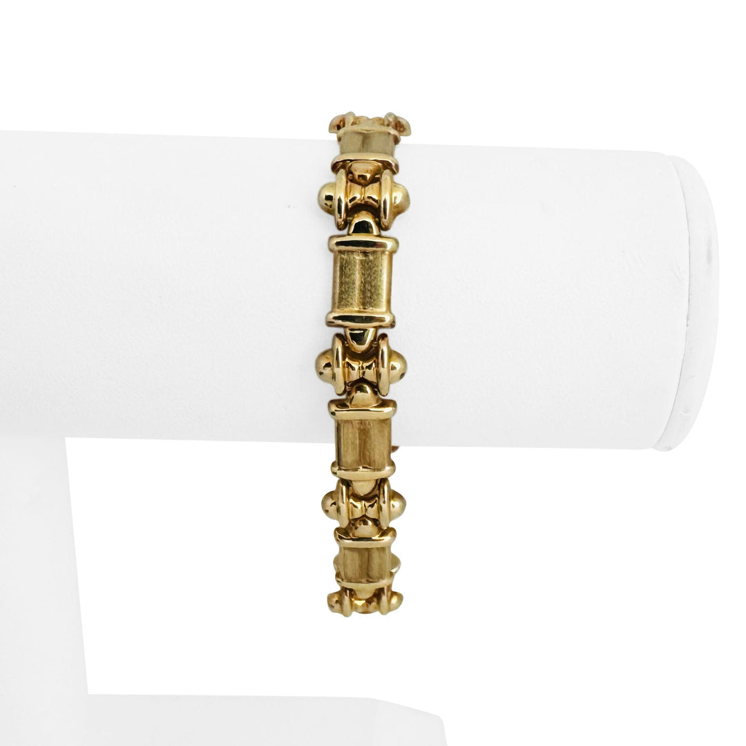 14k Yellow Gold 13.5g Ladies 11mm Fancy Link Bracelet Italy 7"