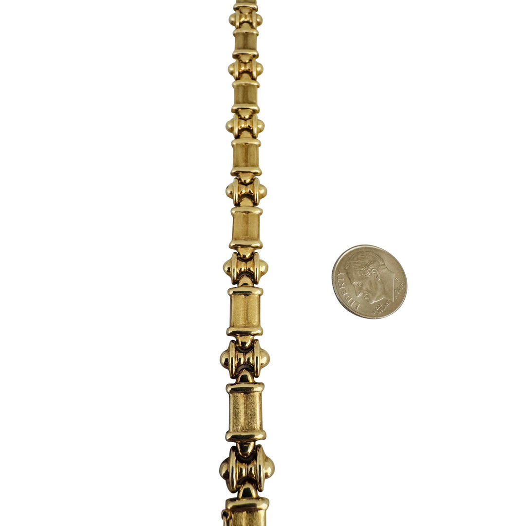 14k Yellow Gold 13.5g Ladies 11mm Fancy Link Bracelet Italy 7"