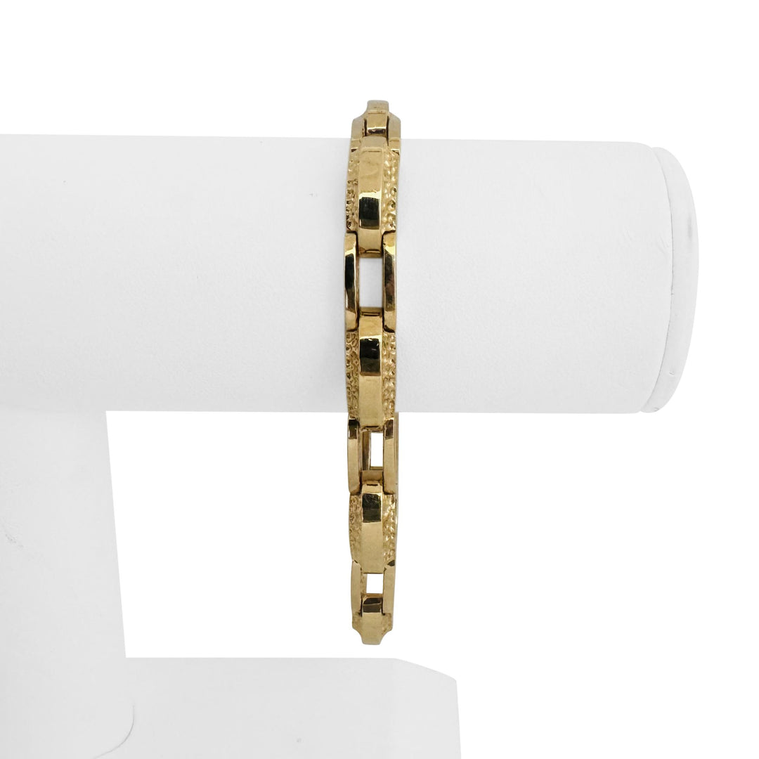 14k Yellow Gold 31.2g Solid Heavy 6.5mm Fancy Bar Link Bracelet 8"