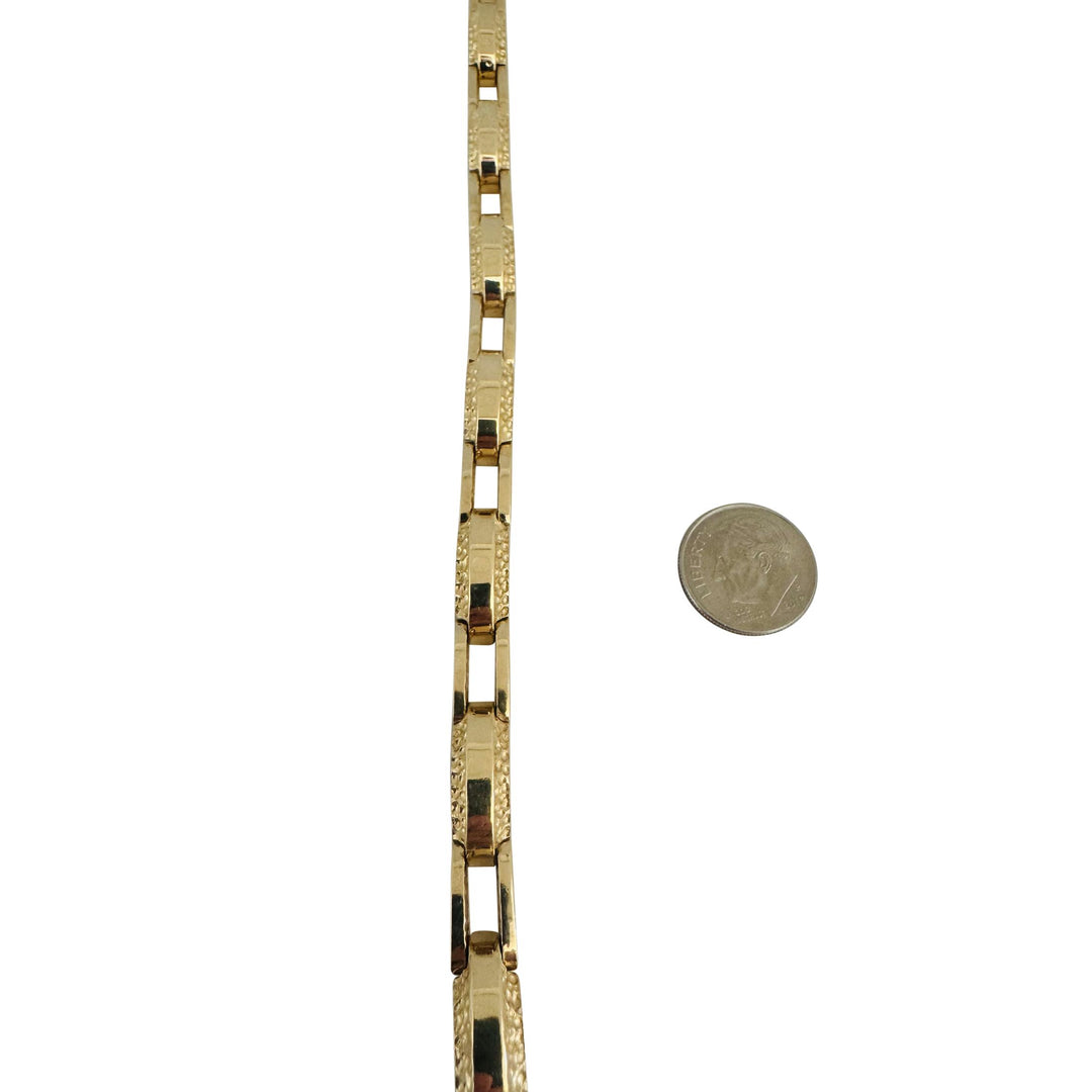 14k Yellow Gold 31.2g Solid Heavy 6.5mm Fancy Bar Link Bracelet 8"