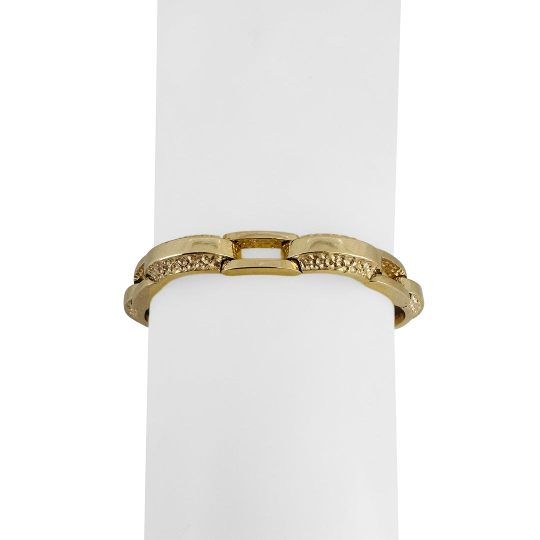 14k Yellow Gold 31.2g Solid Heavy 6.5mm Fancy Bar Link Bracelet 8"