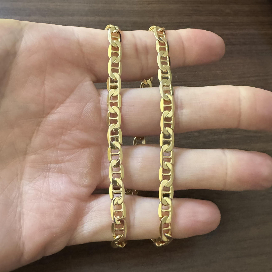 14k Yellow Gold 29g Solid Heavy 6.5mm Mariner Link Chain Necklace Italy 18"
