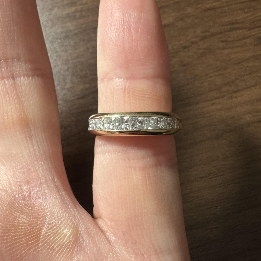14k Yellow Gold and 1cttw Princess Cut Diamond Band Ring Size 5.75