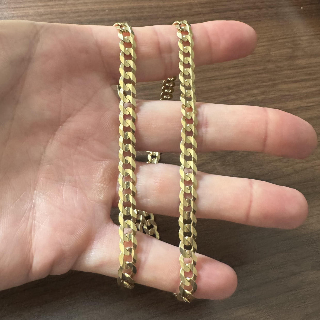 14k Yellow Gold 33.4g Solid Flat 7mm Curb Link Chain Necklace Italy 24"