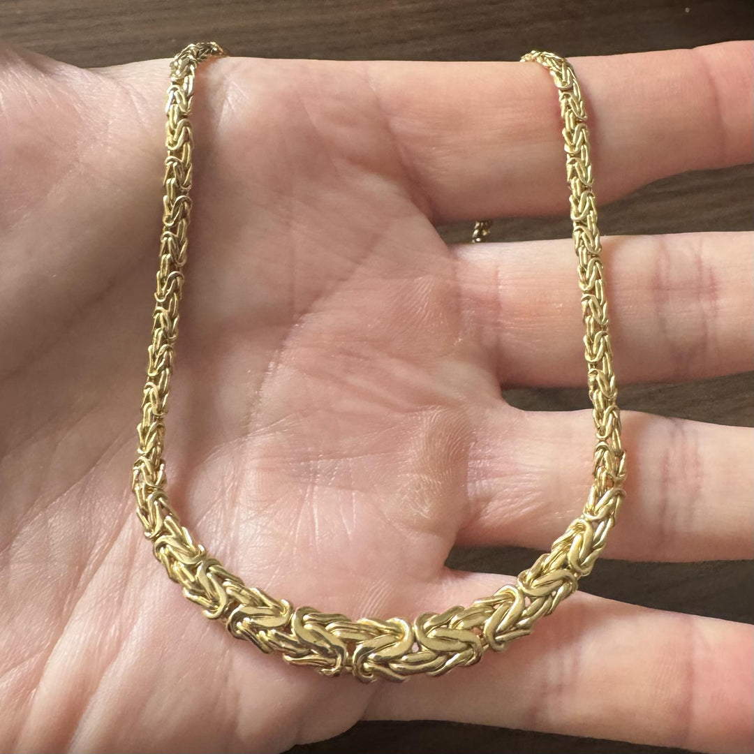 14k Yellow Gold 11.4g Ladies Graduated Byzantine Link Necklace Italy 17"