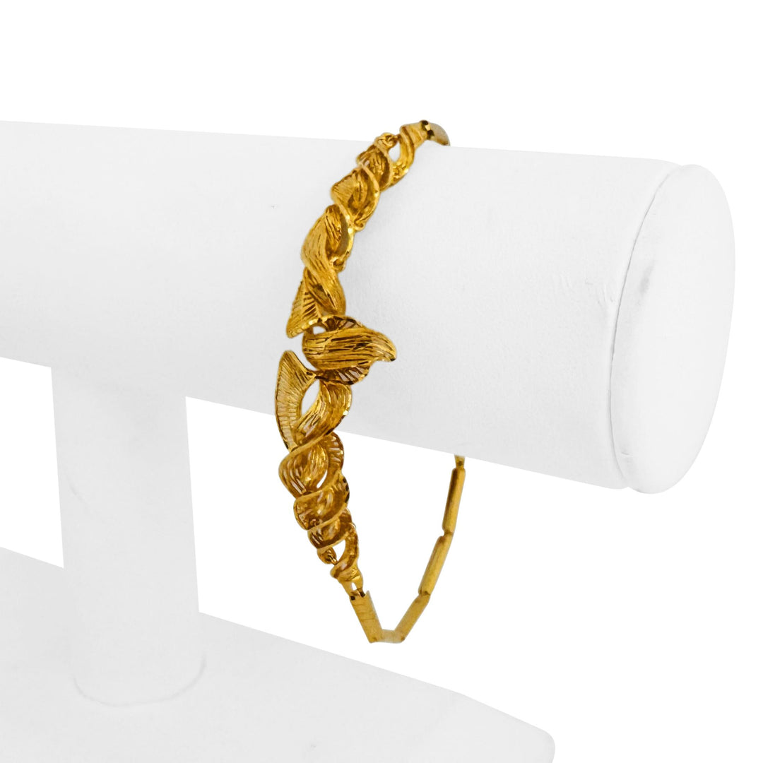21k Yellow Gold 7.6g Ladies Fancy Design Bar Link Bracelet 7.5"