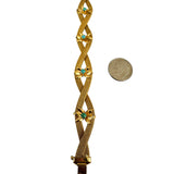 18k Yellow Gold and Turquoise 15.2g Vintage Braided Mesh Bracelet 7.25"