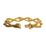 18k Yellow Gold and Turquoise 15.2g Vintage Braided Mesh Bracelet 7.25"