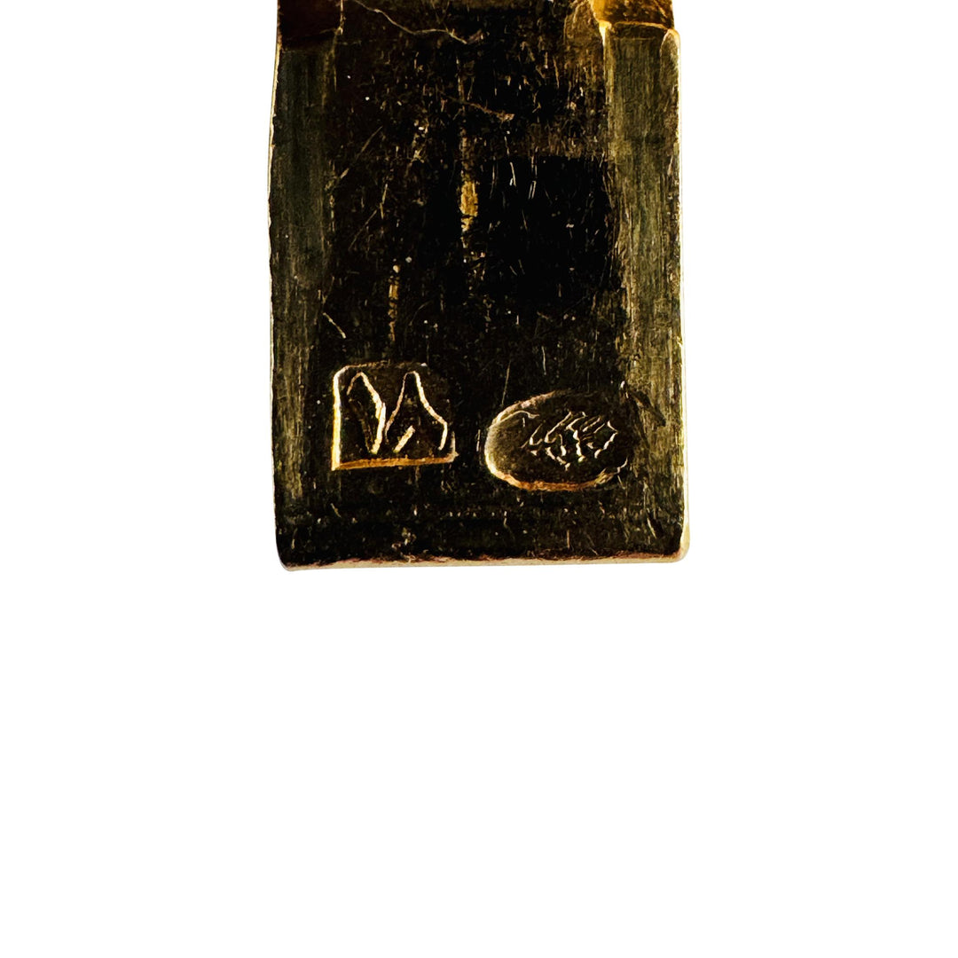 18k Yellow Gold and Turquoise 15.2g Vintage Braided Mesh Bracelet 7.25"