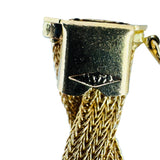 18k Yellow Gold and Turquoise 15.2g Vintage Braided Mesh Bracelet 7.25"