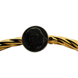 18k Yellow Gold Pearl and Cabochon Gemstones Spiral Bangle Bracelet Italy 6.75"