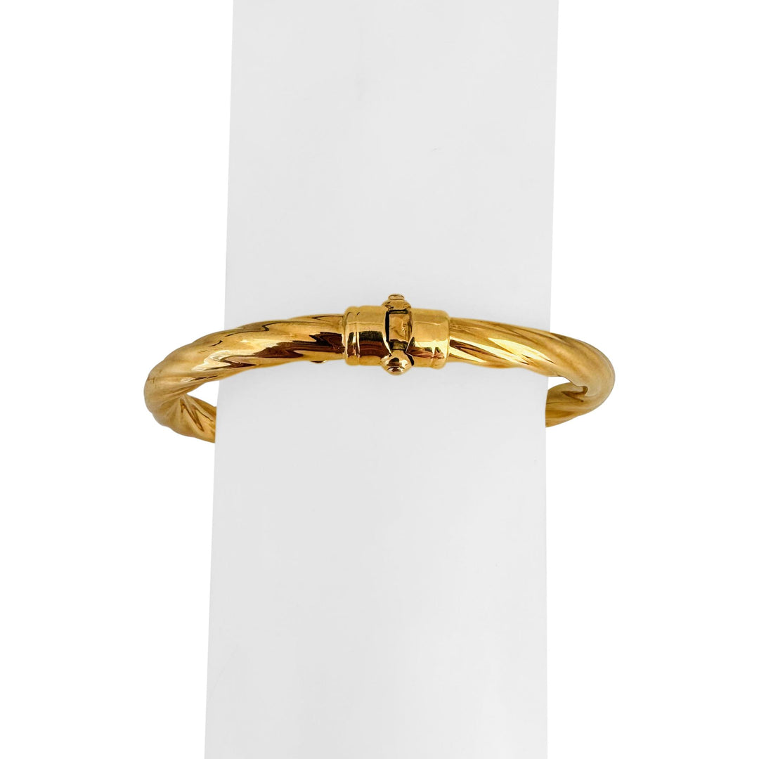 18k Yellow Gold Pearl and Cabochon Gemstones Spiral Bangle Bracelet Italy 6.75"