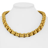 18k Two Tone Gold 55g Thick Hollow Panther Clasp Greek Key Necklace Italy 20"