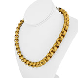 18k Two Tone Gold 55g Thick Hollow Panther Clasp Greek Key Necklace Italy 20"