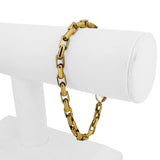 18k Yellow and White Gold 24.3g Solid Heavy Elongated Box Link Bracelet Italy 8"