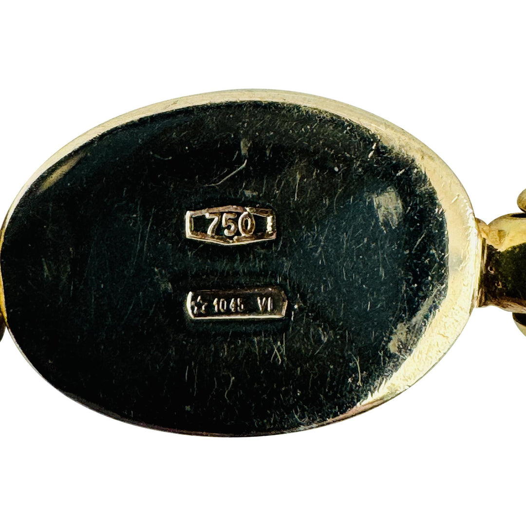 18k Yellow and White Gold 24.3g Solid Heavy Elongated Box Link Bracelet Italy 8"